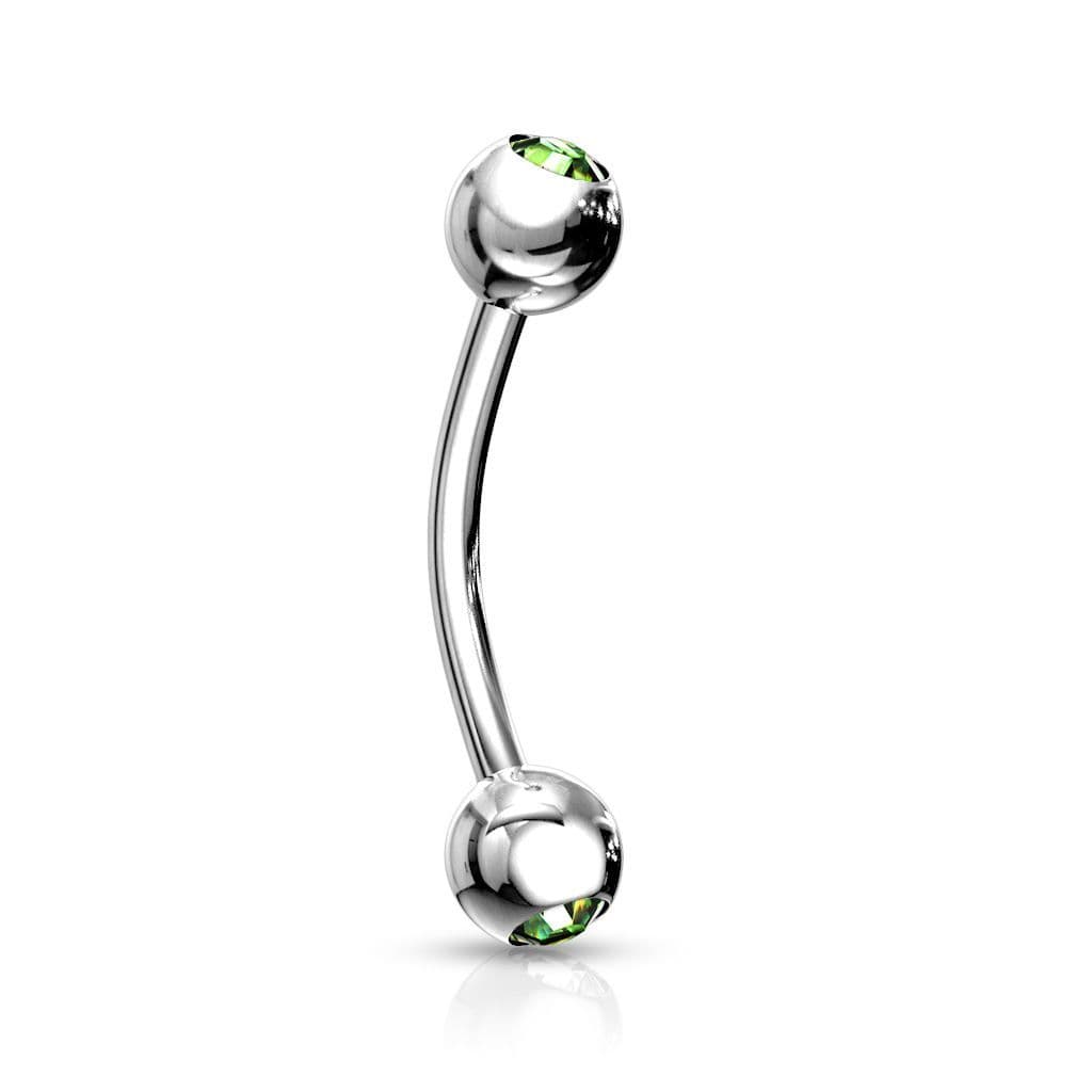 Piercing do obočí 1,2 x 8 mm (světle zelená)