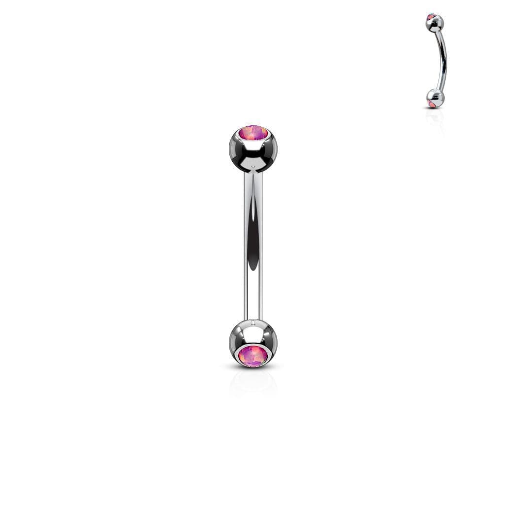 Piercing do obočí zdobený opálem (růžová)