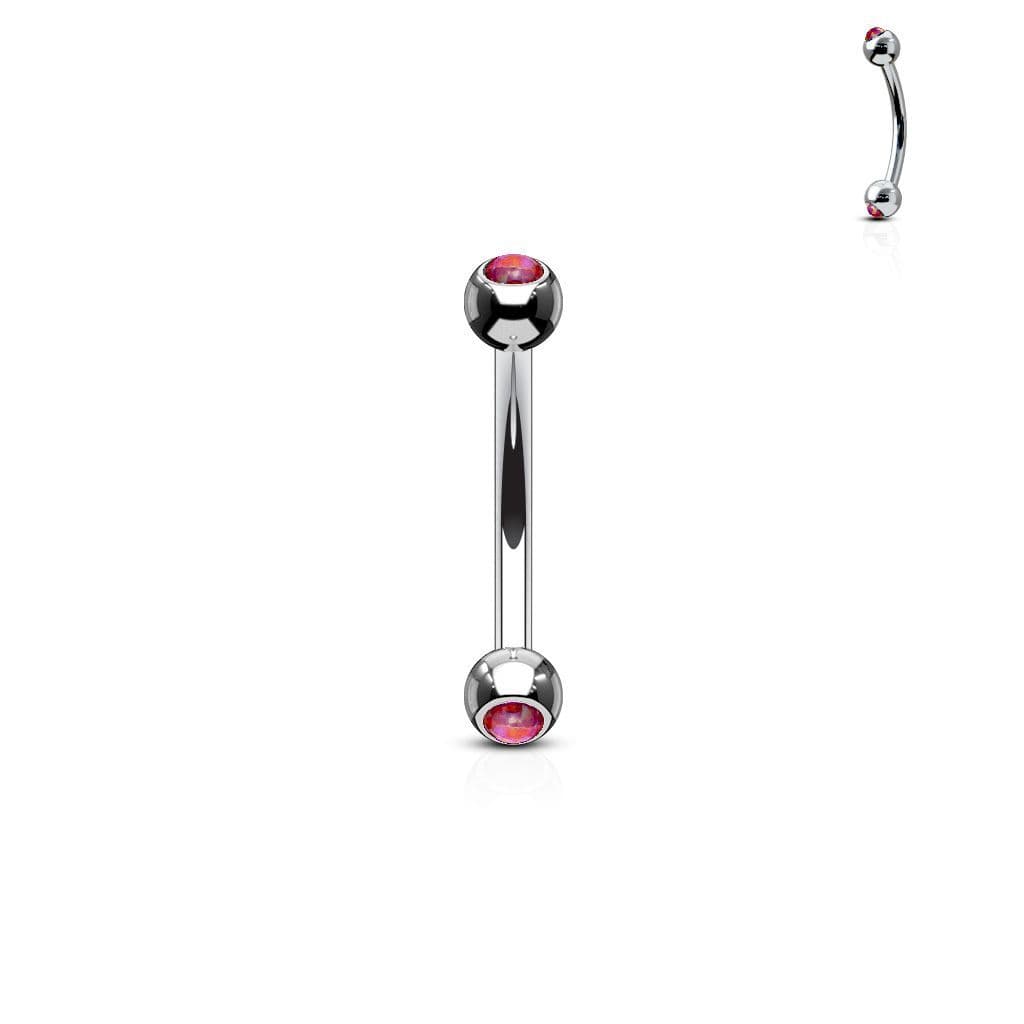 Piercing do obočí zdobený opálem (červená)