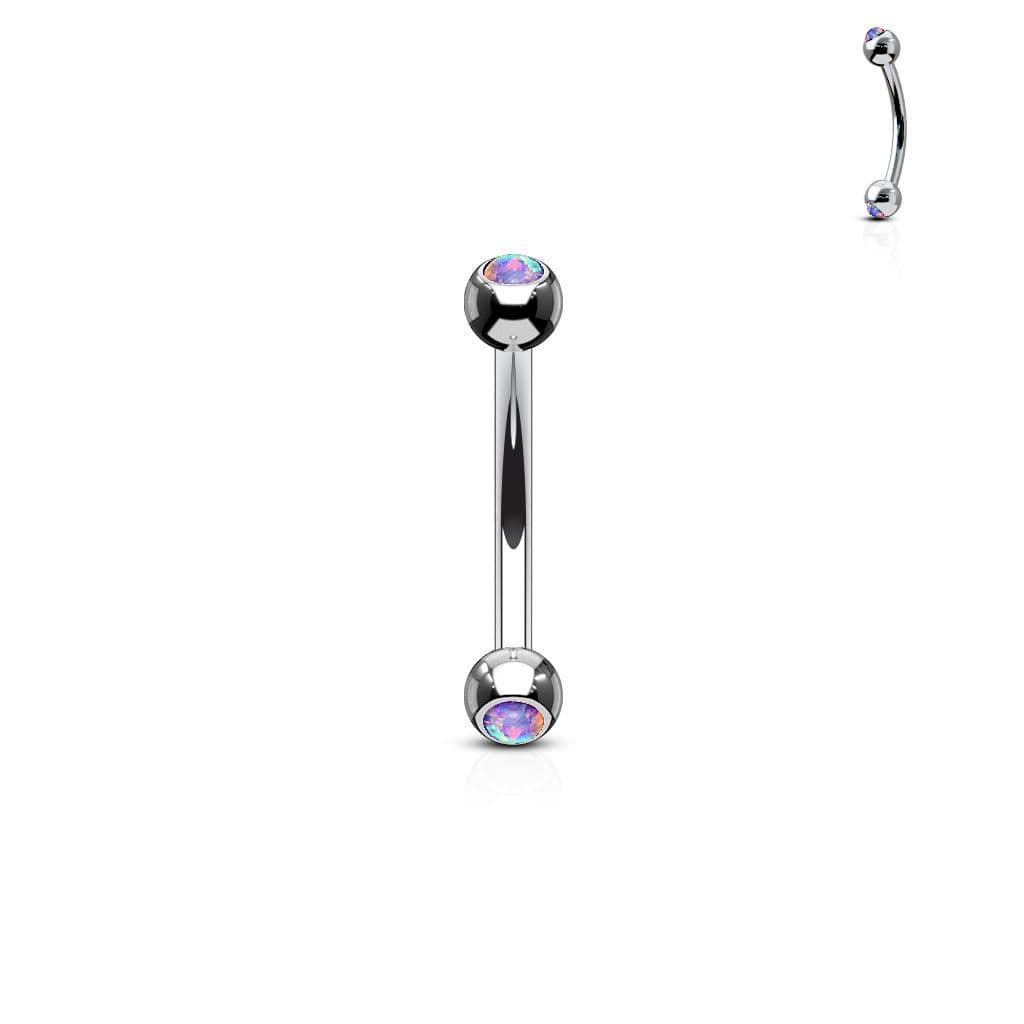 Piercing do obočí zdobený opálem (fialová)