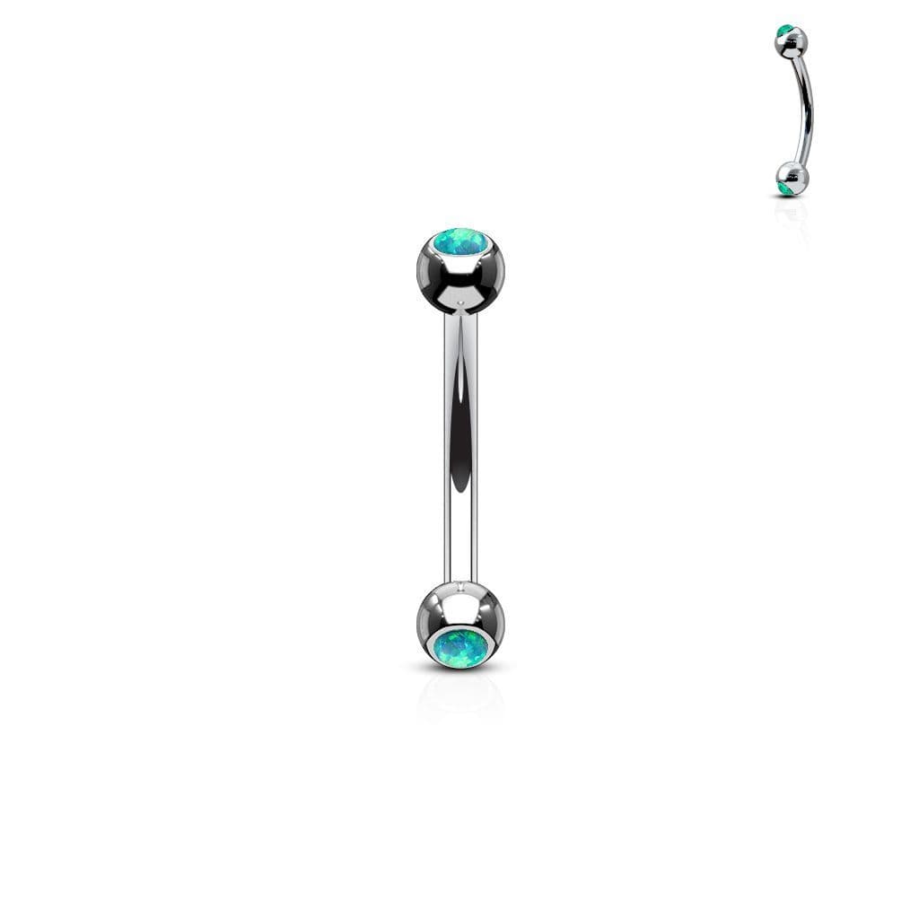 Piercing do obočí zdobený opálem (zelená)