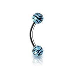 Piercing do obočí - zebrovaný (modrá)