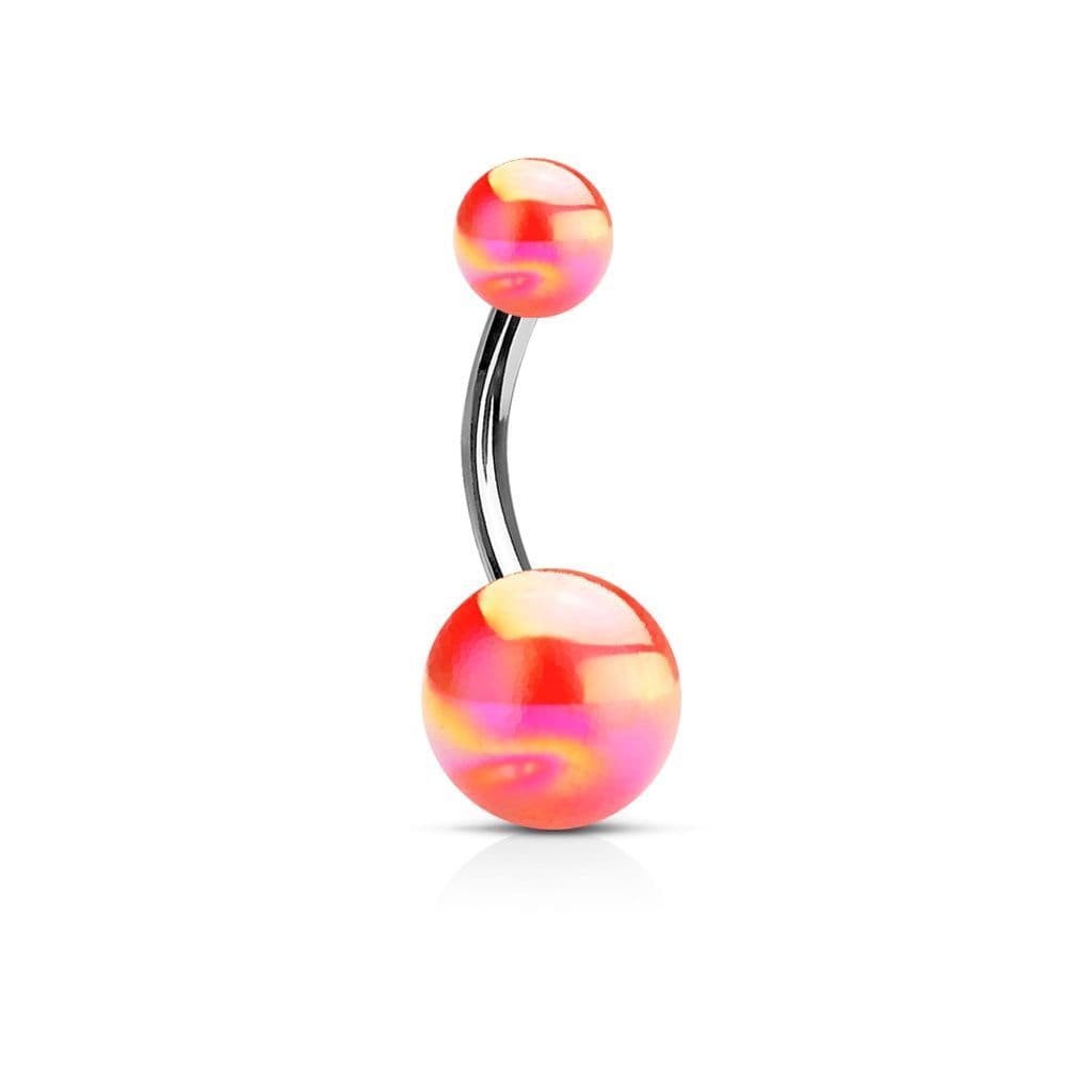 Piercing do pupíku - banánek metalické barvy (červená)