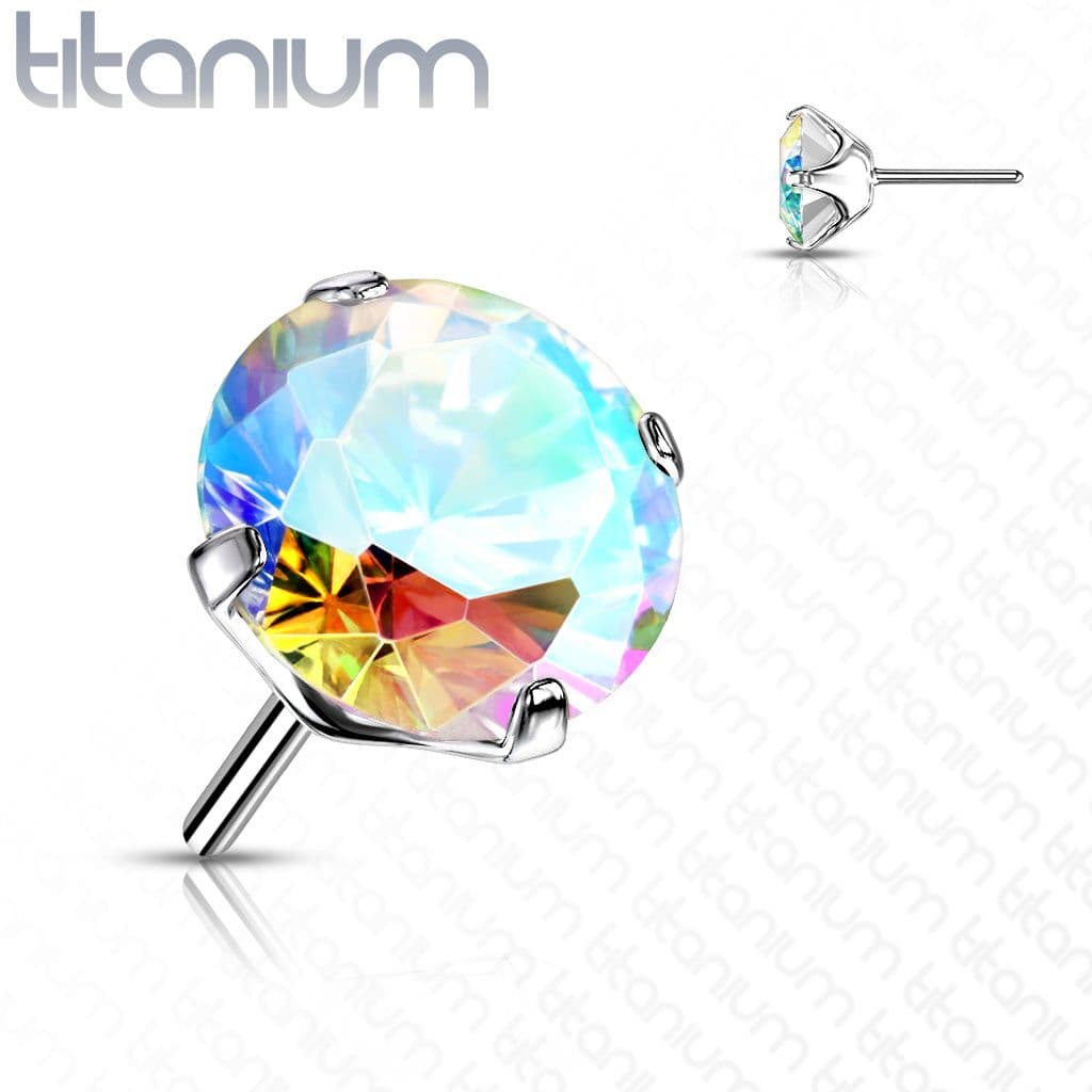 Kamínek k PUSH IN piercing do nosu TITAN, AB zirkon (3 mm)
