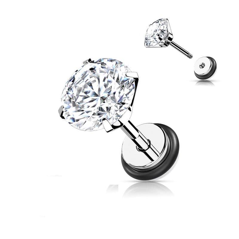 Piercingová náušnice, čirý zirkon - 1 kus (8 mm)