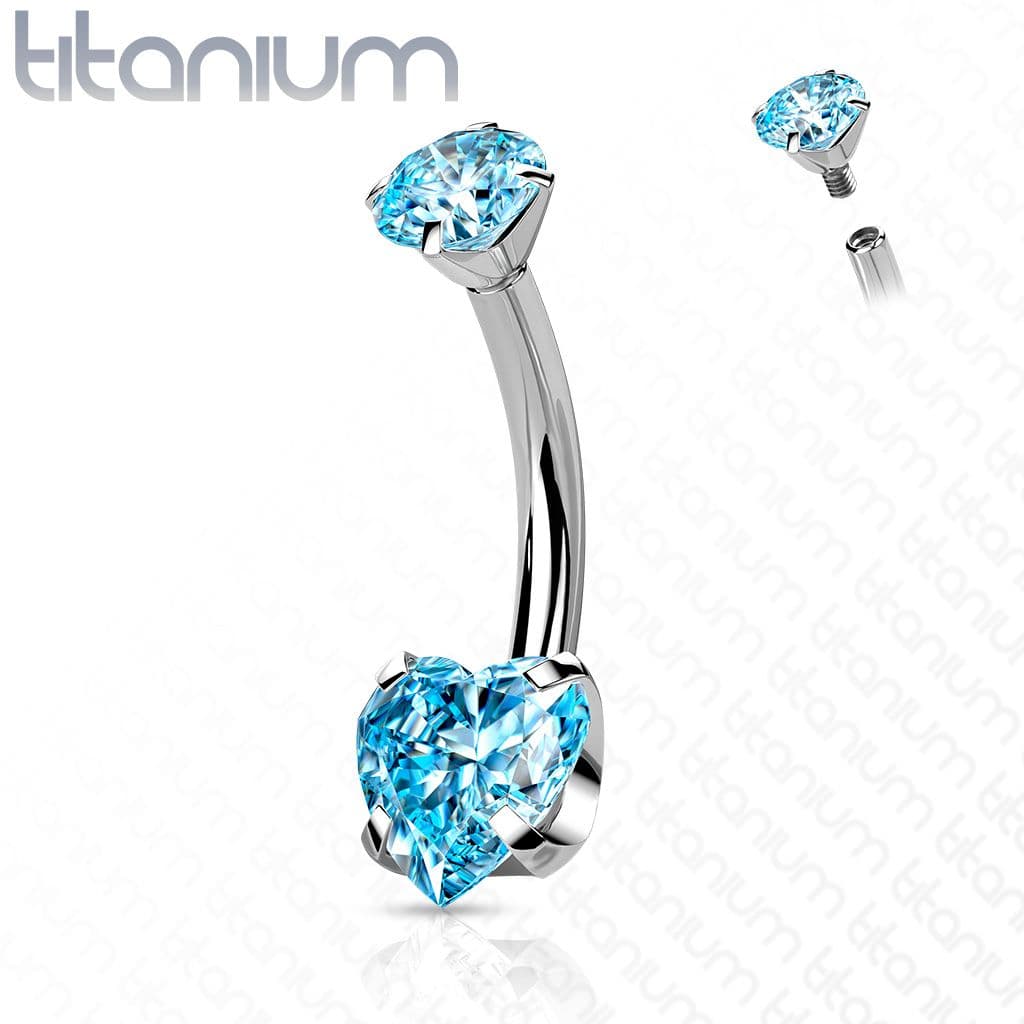 Piercing do pupíku srdíčko - TITAN (tyrkysová)