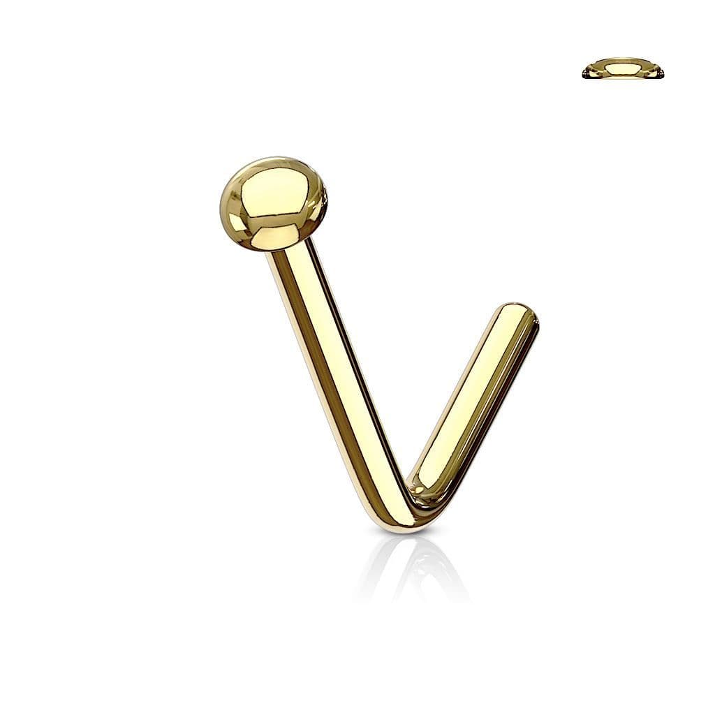 Zahnutý piercing do nosu půlkulička (žluté zlato)