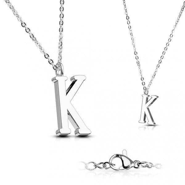 Ocelový řetízek s přívěskem iniciála K