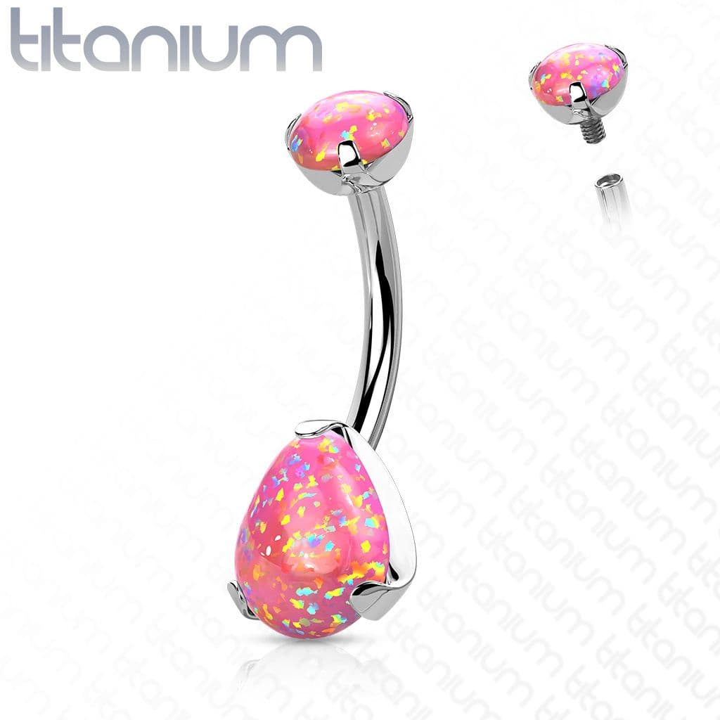 Piercing do pupíku - TITAN, opál (růžová)