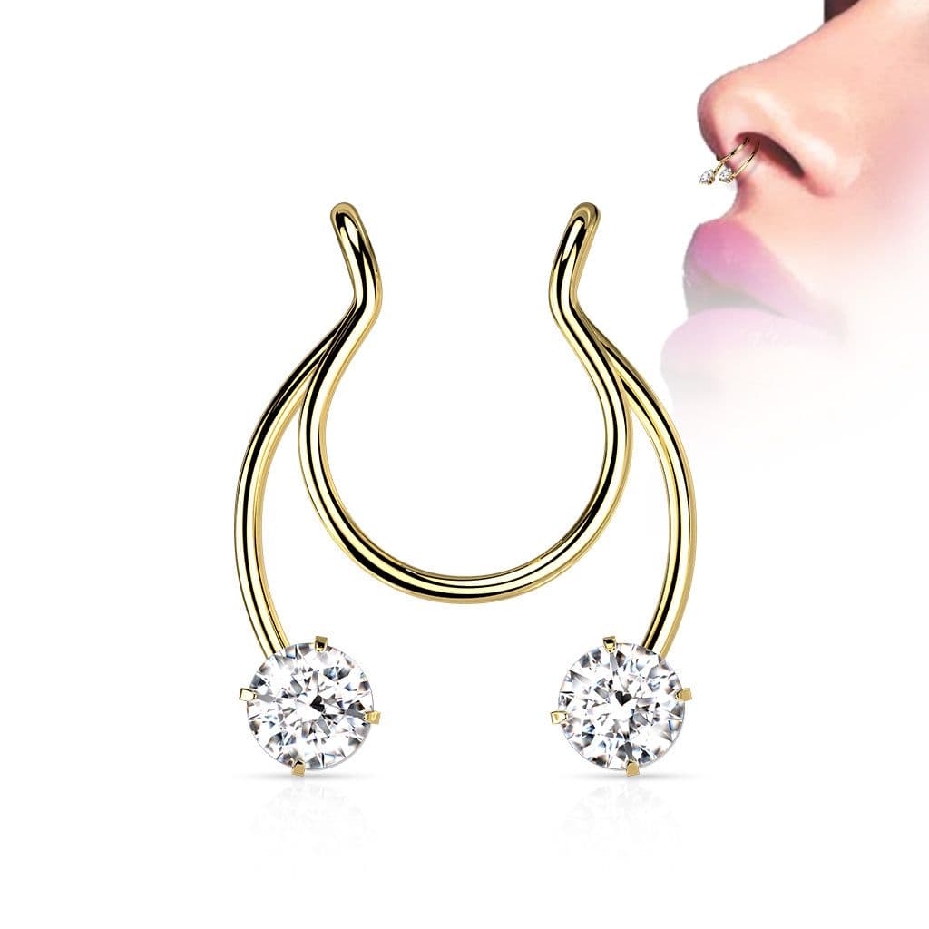 Falešný piercing do nosu - septum (zlatá)
