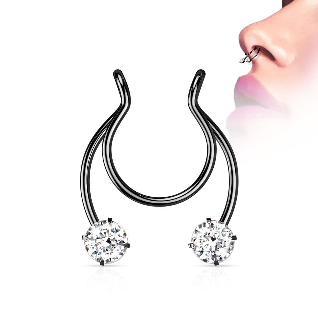 Falešný piercing do nosu - septum (černá)