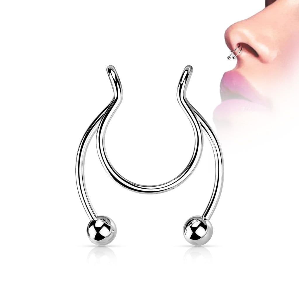 Falešný piercing do nosu - septum (ocelová)