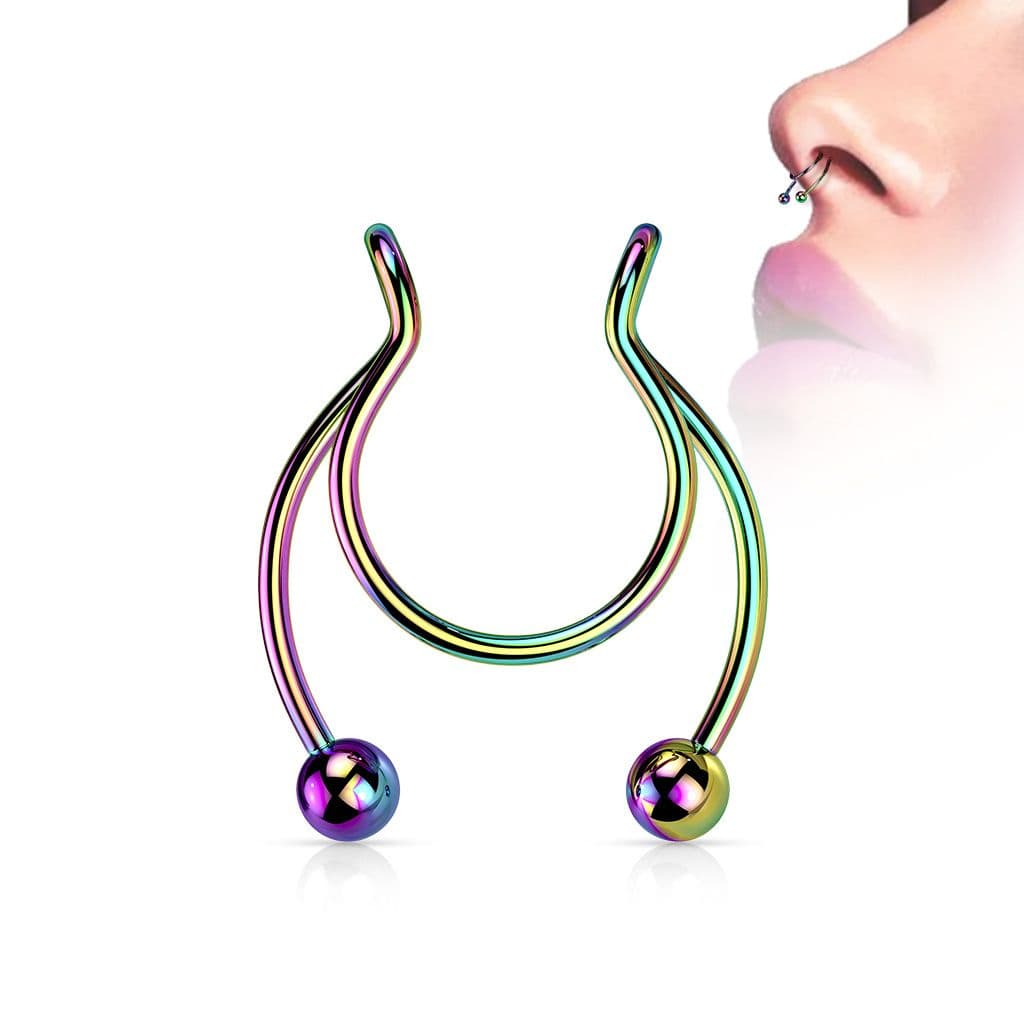 Falešný piercing do nosu - septum (duhová)
