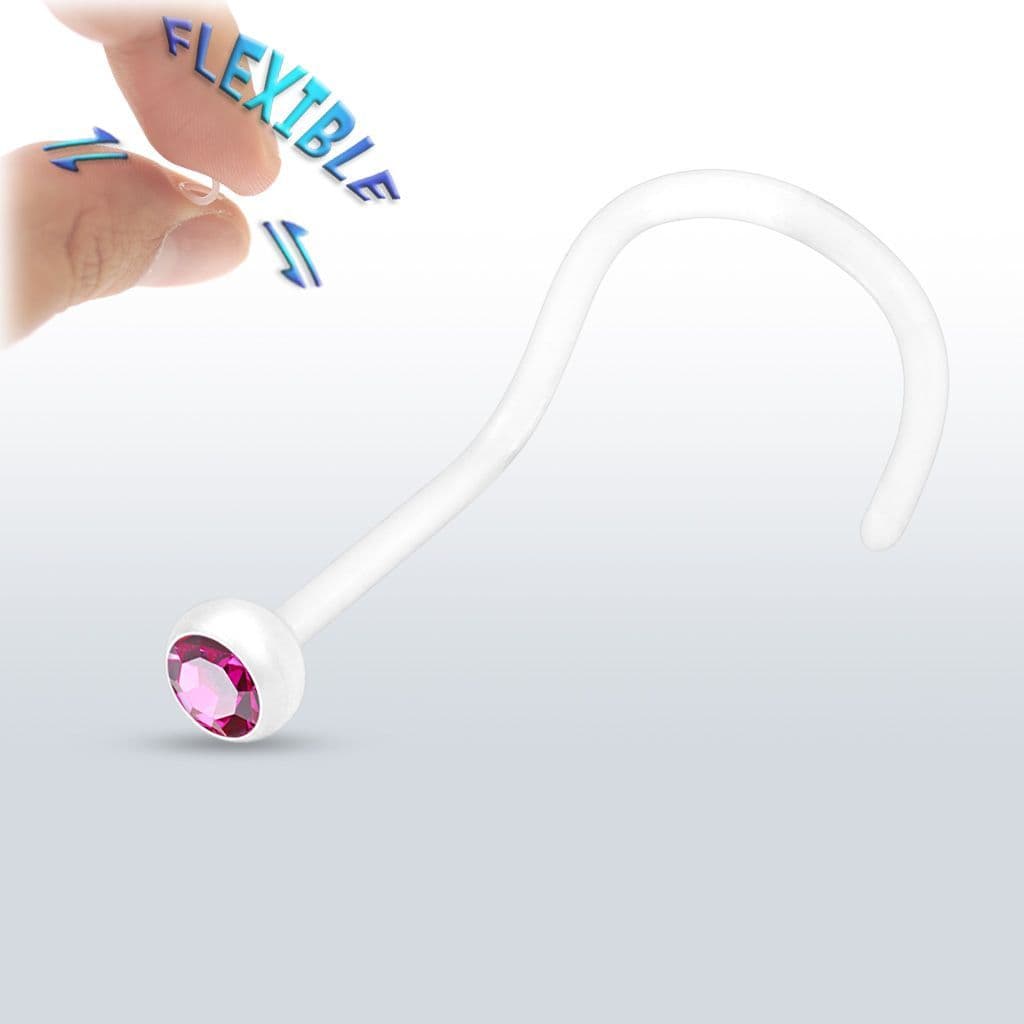 Piercing do nosu BioFlex (tmavě růžová)
