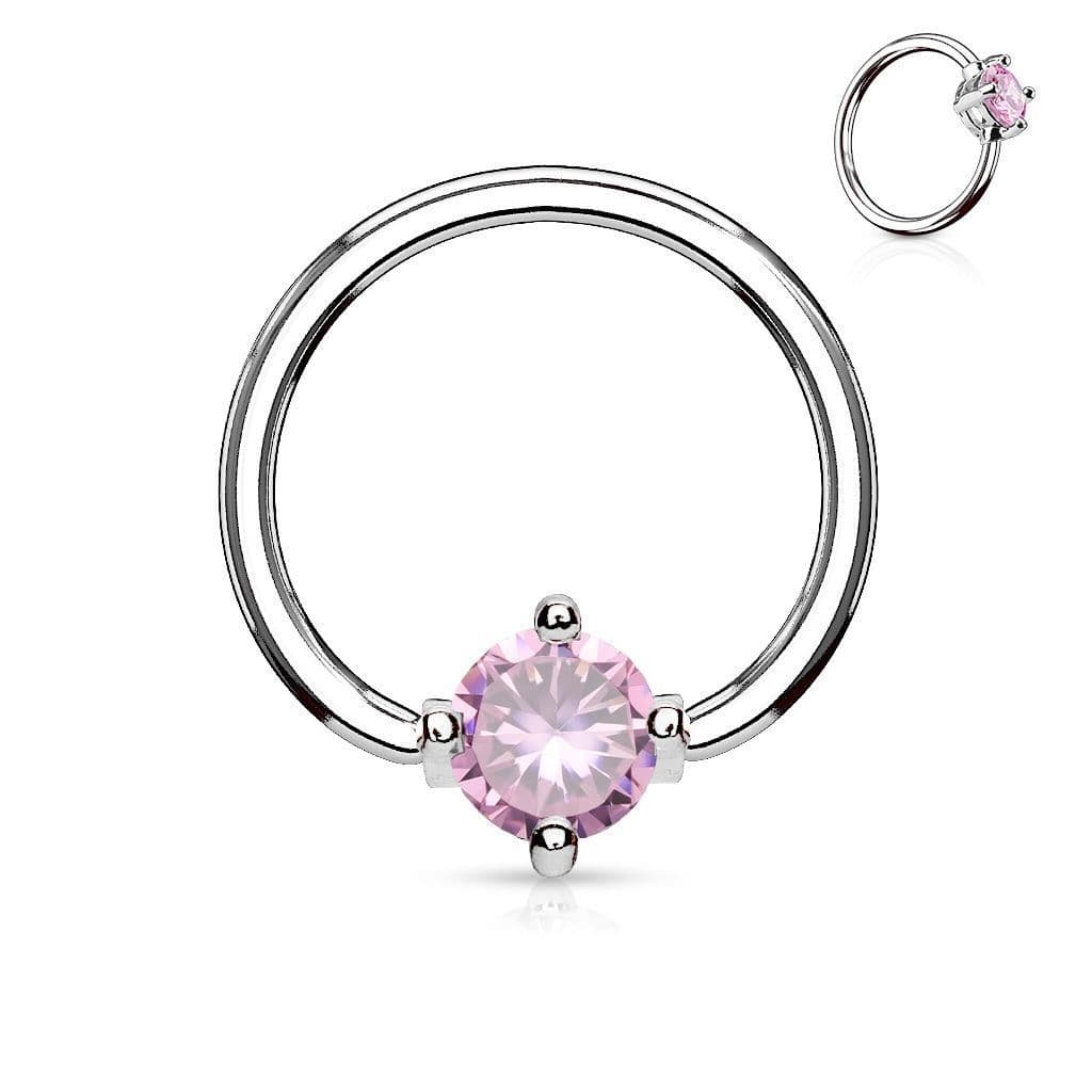 Piercing - kruh s kamínkem (růžová)