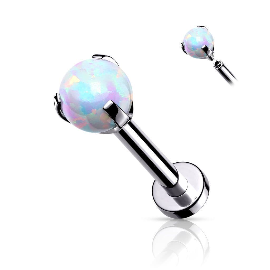 Labreta s opálem, tyčka 1,2 x 8 mm (bílá)