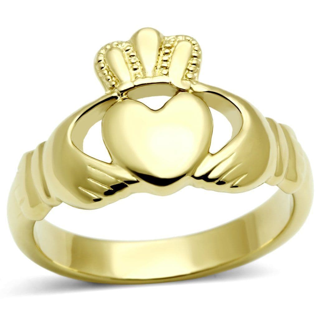 Zlacený ocelový prsten Claddagh (60)