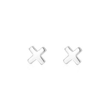 Minimalistické stříbrné náušnice X