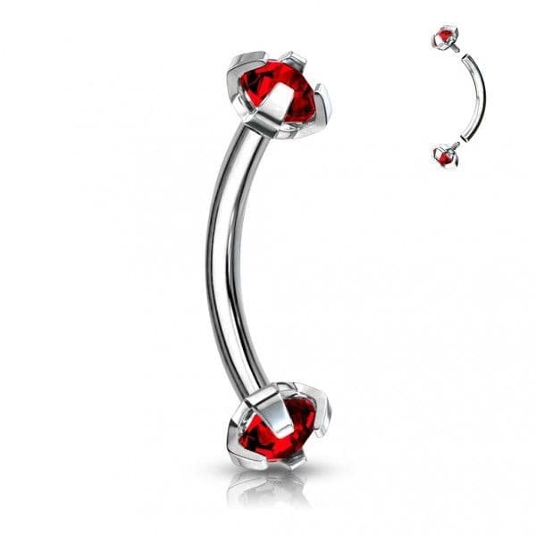 Piercing do obočí s vnitřním závitem (červená)