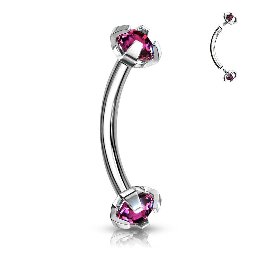 Piercing do obočí s vnitřním závitem (fialová)