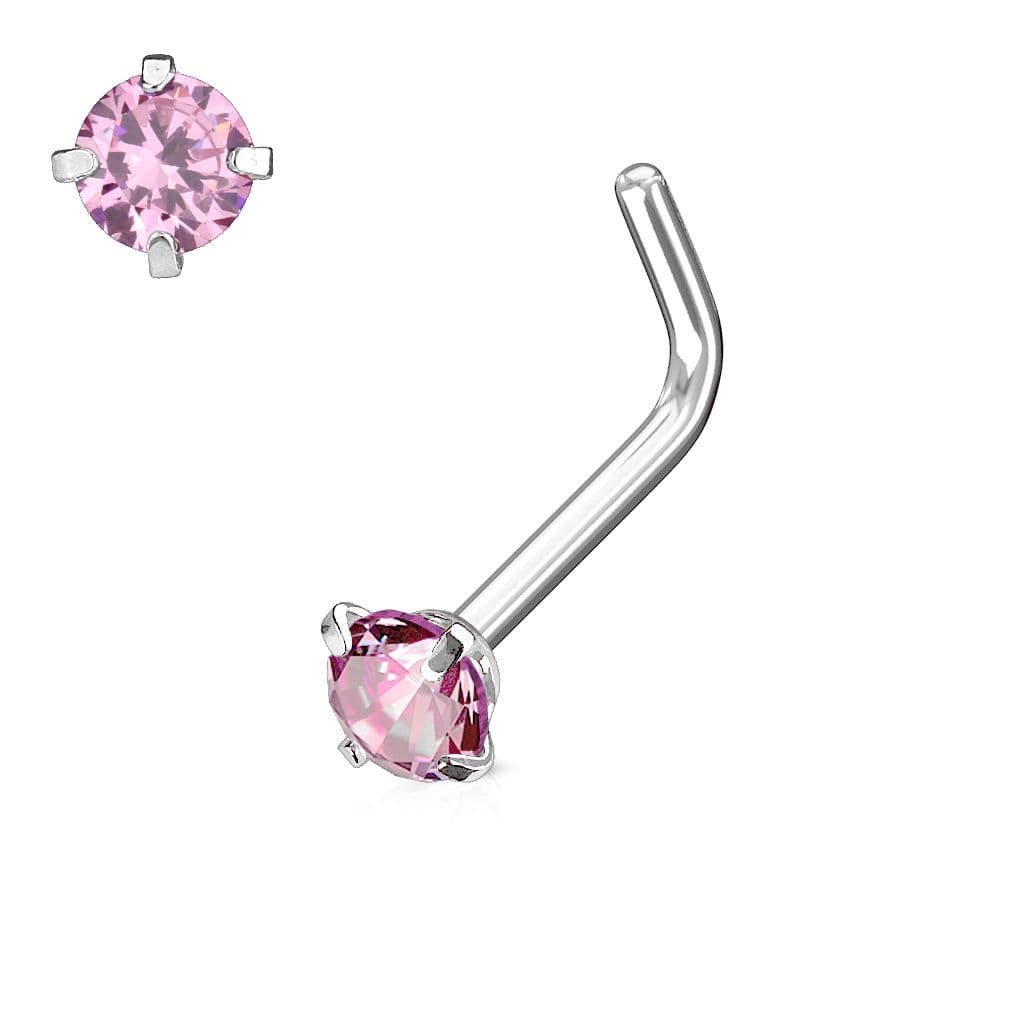 Zahnutý piercing do nosu (růžová)