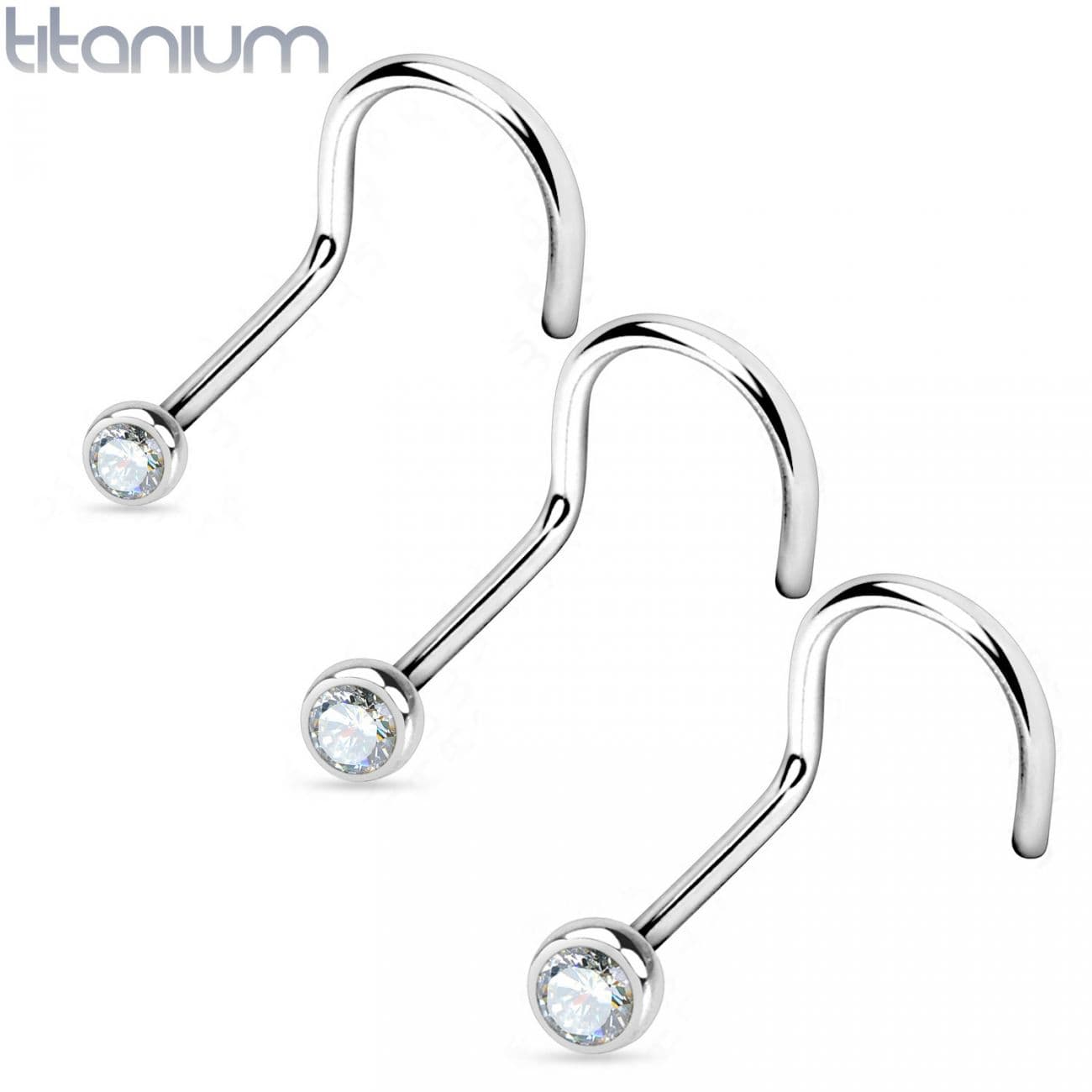 Piercing do nosu - titan, čirý kamínek (2,5 mm)