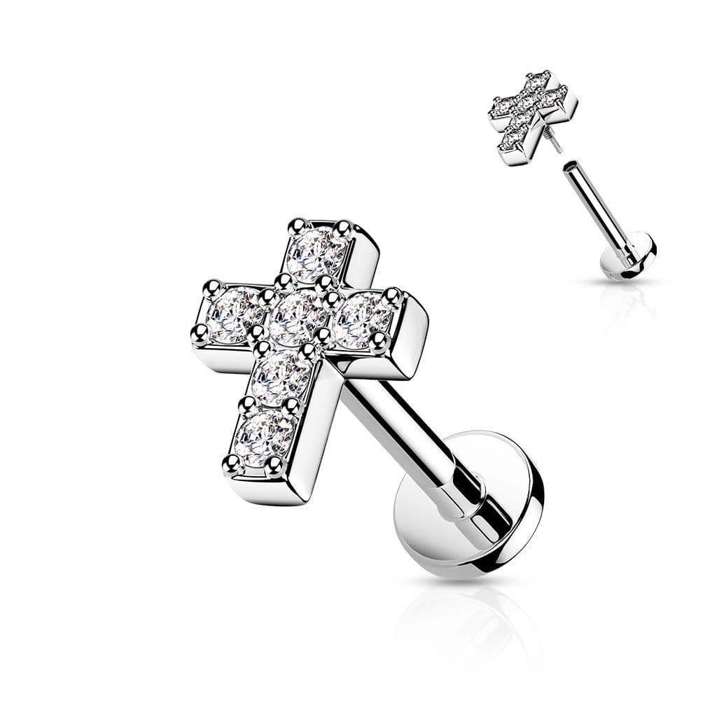 Labreta / cartilage piercing - křížek (1,2 x 8 mm)