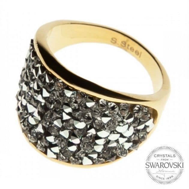 Zlacený ocelový prsten s krystaly Crystals from Swarovski, Crystal