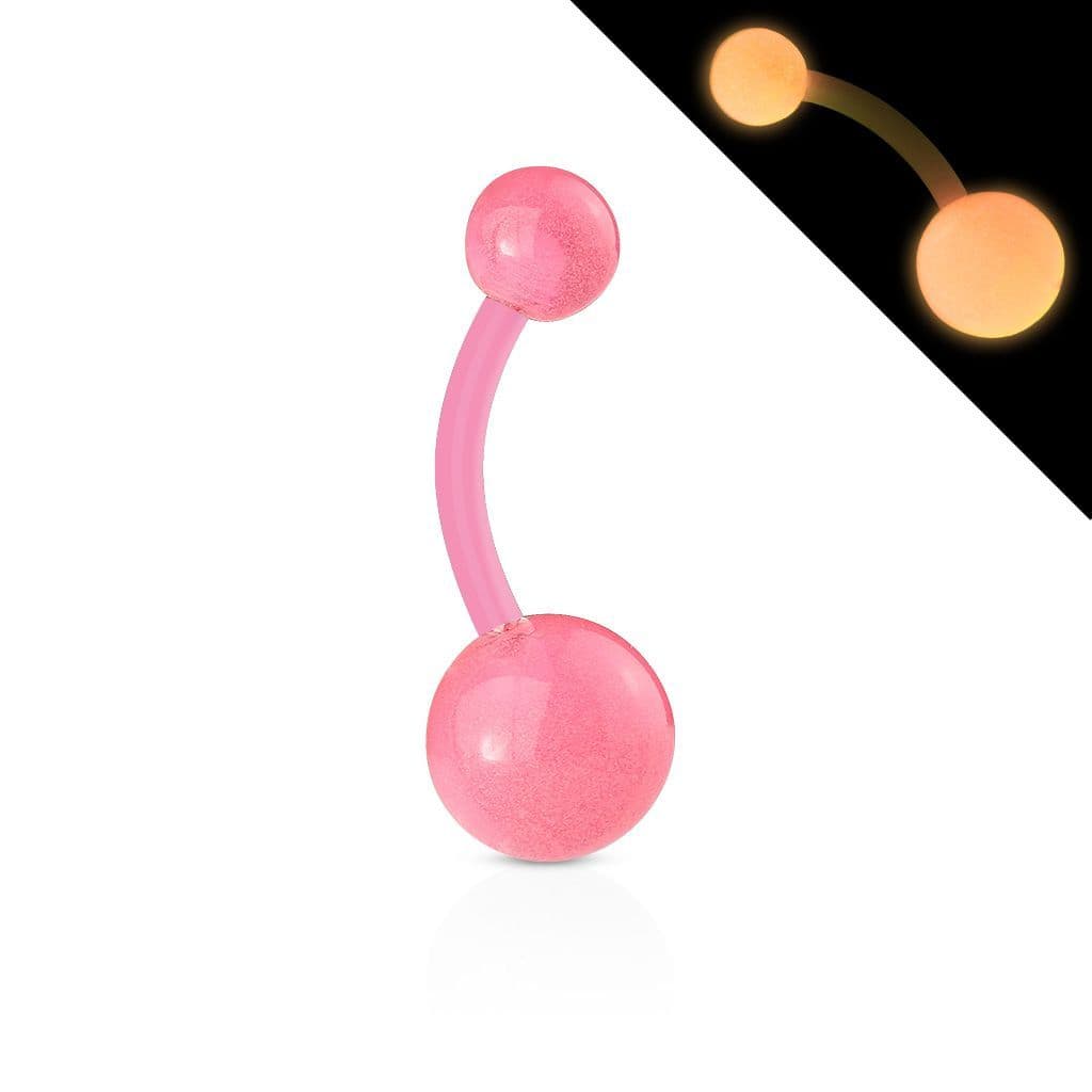 Svítící piercing do pupíku - banánek (růžová)