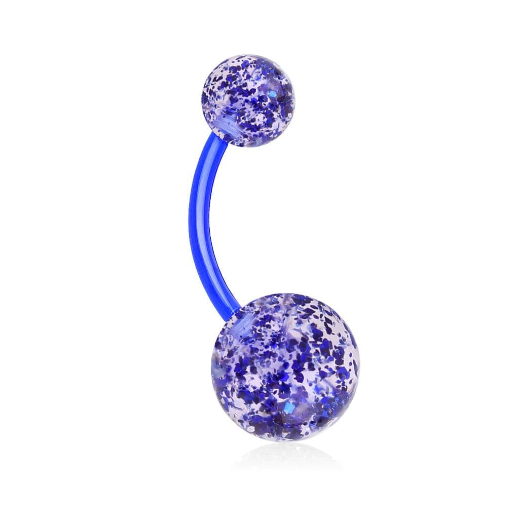 Piercing do pupíku - banánek se třpytkami (modrá)