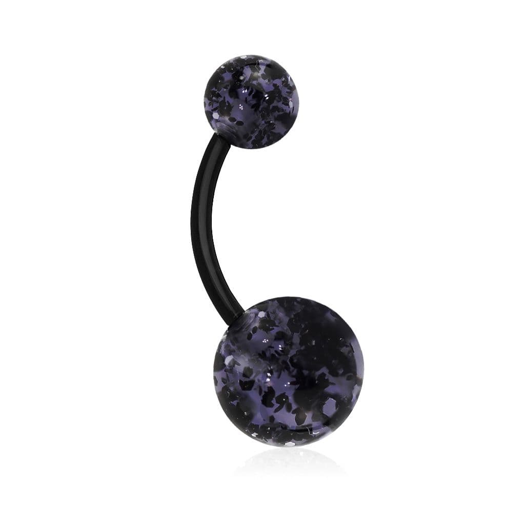 Piercing do pupíku - banánek se třpytkami (černá)