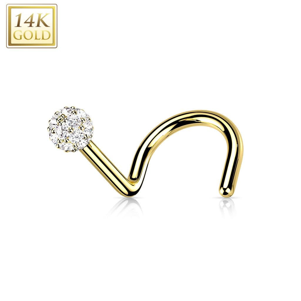 Zlatý piercing do nosu, Au 585/1000 - Zlatý zahnutý piercing do nosu