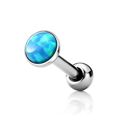 Cartilage piercing do ucha, světle modrý opál (4 mm)
