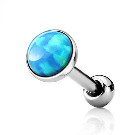 Cartilage piercing do ucha, světle modrý opál (5 mm)