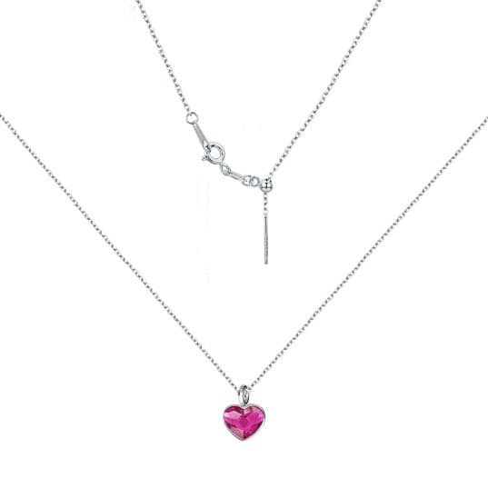Minimalistický stříbrný náhrdelník se srdcem Crystals from Swarovski Fuchsia