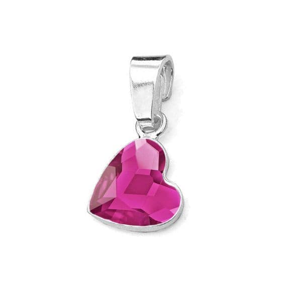 Stříbrný přívěsek se srdcem Crystals from Swarovski Fuchsia