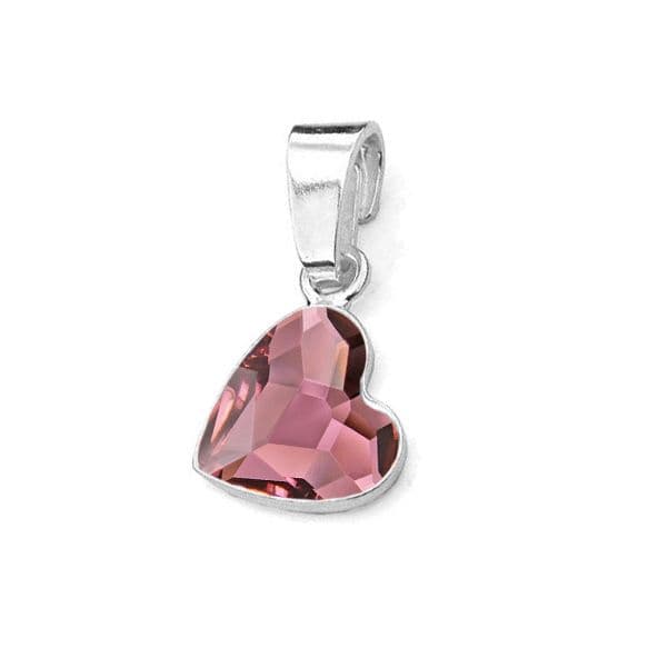 Stříbrný přívěsek se srdcem Crystals from Swarovski Antique Pink