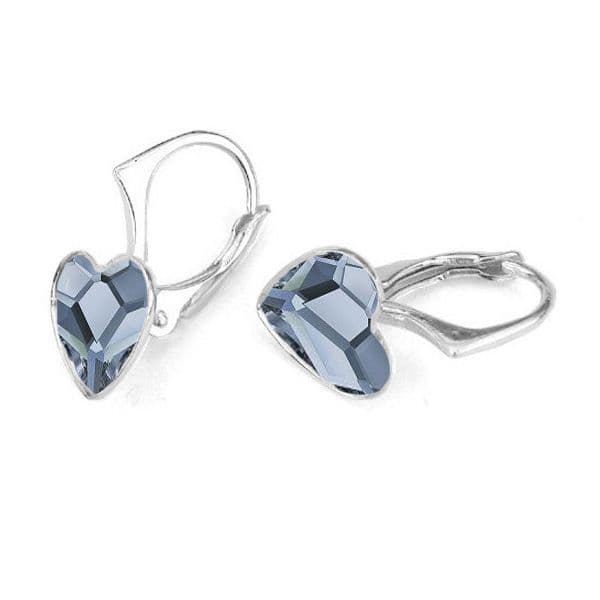 Stříbrné náušnice se srdcem Crystals from Swarovski Denim Blue