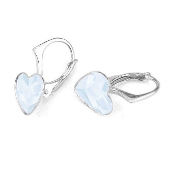 Stříbrné náušnice se srdcem Crystals from Swarovski Powder Blue