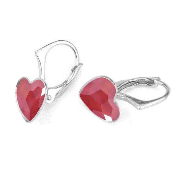 Stříbrné náušnice se srdcem Crystals from Swarovski Royal Red