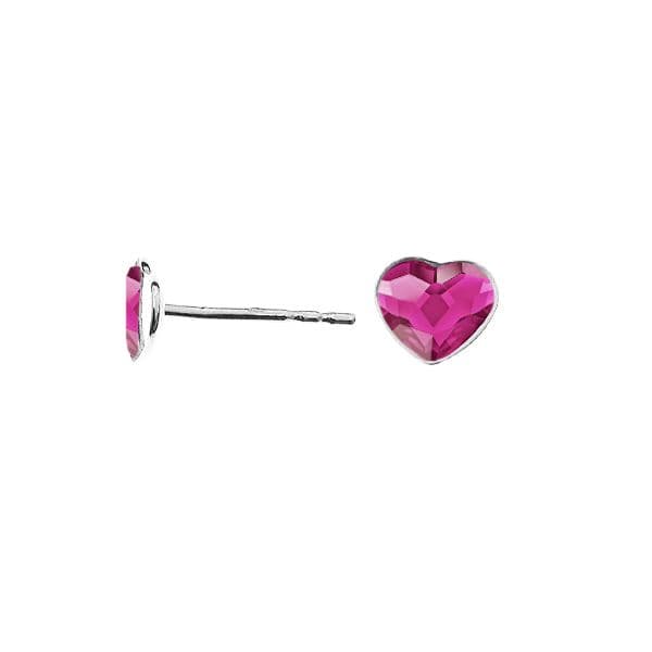 Stříbrné náušnice se srdcem Crystals from Swarovski Fuchsia