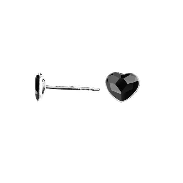 Stříbrné náušnice se srdcem Crystals from Swarovski Jet Black