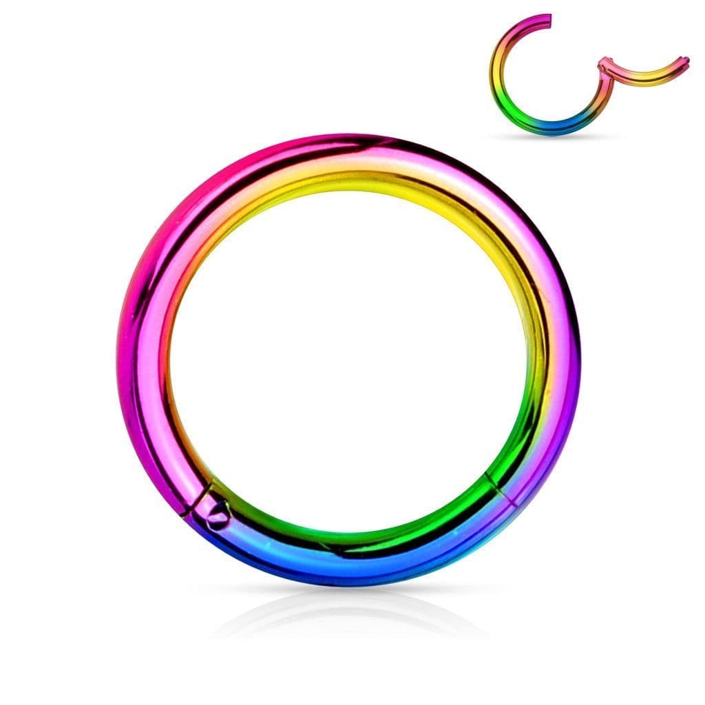 Piercing segment kruh - duhový (1,0 x 8 mm)