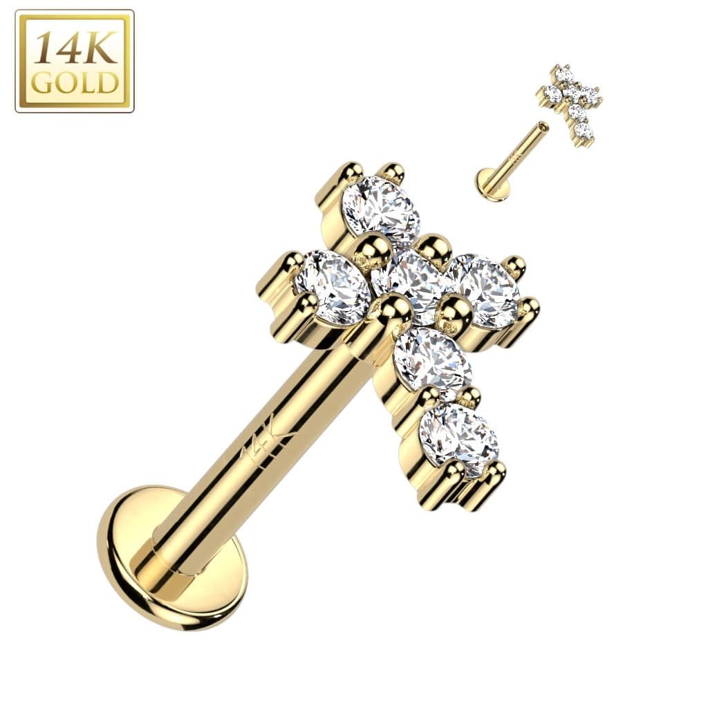 Zlatý piercing do brady - labreta, Au 585/1000 (1,2 x 6 mm)