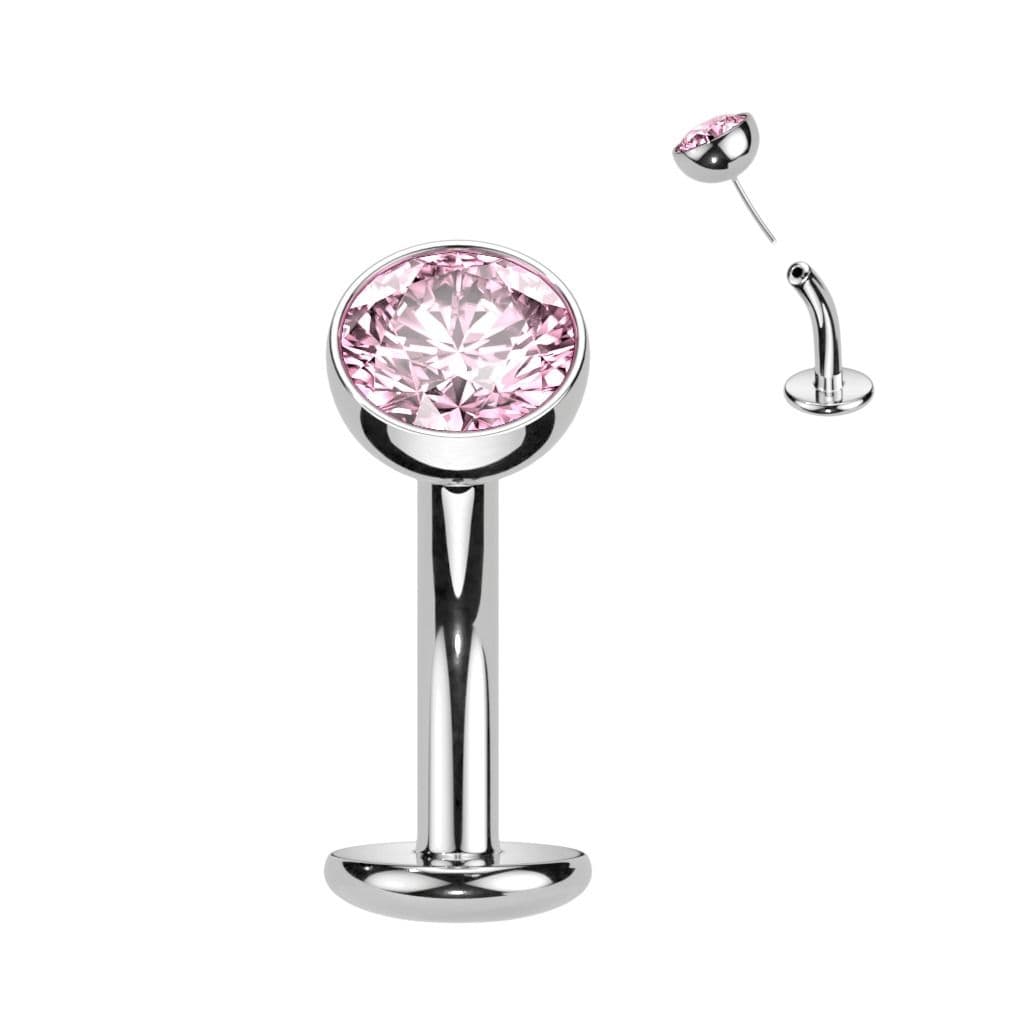 Obrácený PUSH IN piercingu do pupíku TITAN (růžová)