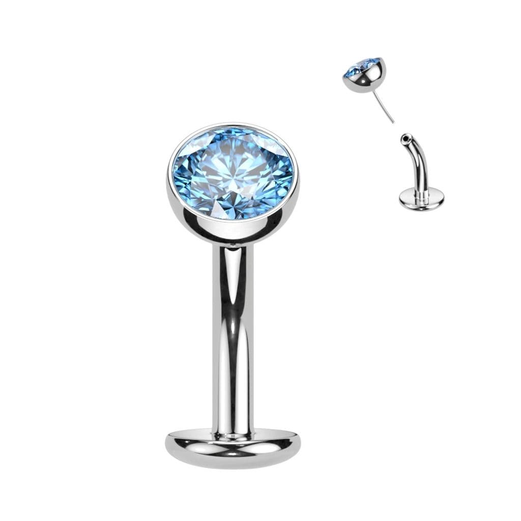 Obrácený PUSH IN piercingu do pupíku TITAN (tyrkysová)