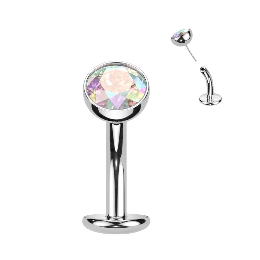 Obrácený PUSH IN piercingu do pupíku TITAN (duhová)