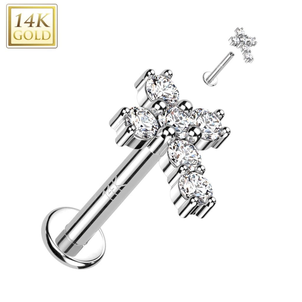 Zlatý piercing do brady - labreta, Au 585/1000 (1,2 x 8 mm)