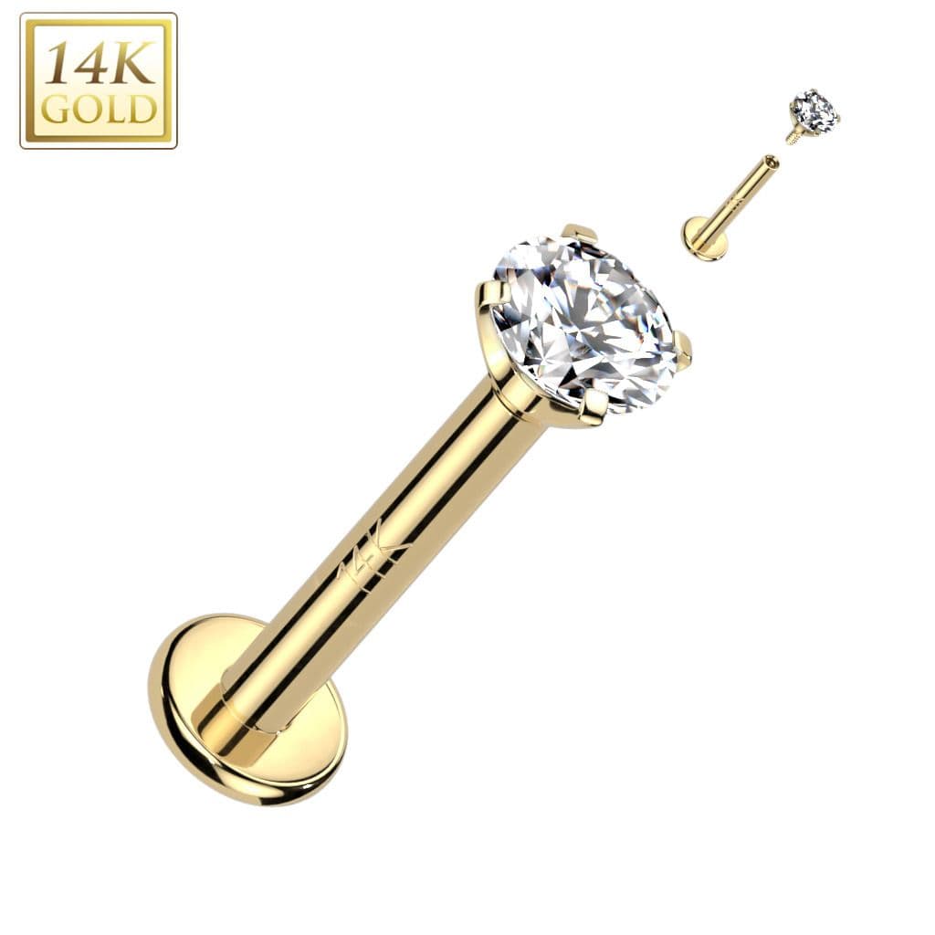 Zlatý piercing do brady - labreta, Au 585/1000 (1,2 x 8 mm)
