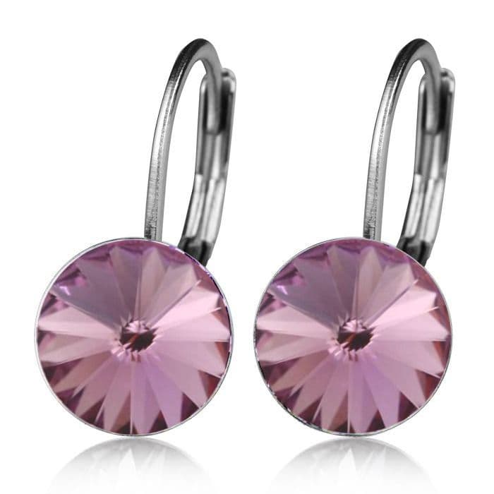 Ocelové náušnice s kameny Crystals from SWAROVSKI, LIGHT AMETHYST